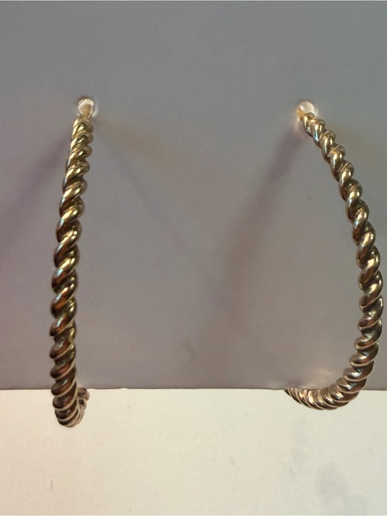 Jewelry - Sterling Silver Marked Gold-Tone Twisted Hoop Earrings - Women's Fashion Jewelry